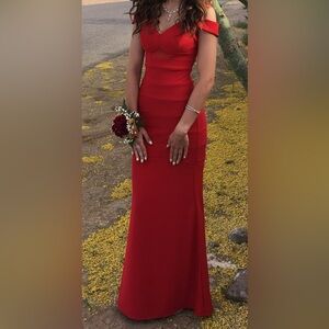 Honey and Rosie Red Floor Length Dress